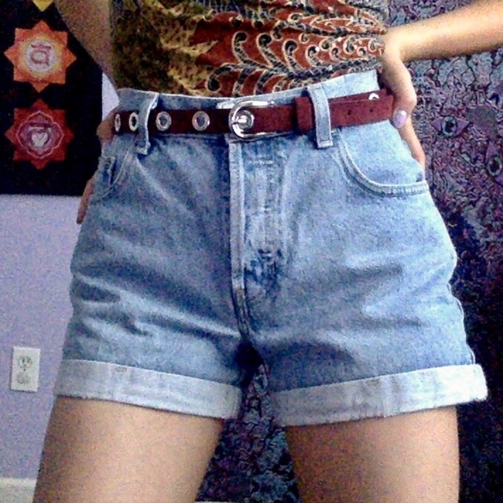 Red faux suede belt